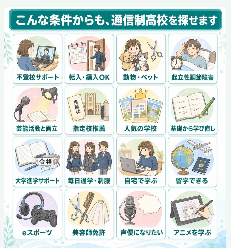 通信制高校を探せる16の条件